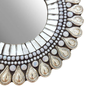 Mosaic Mirror - 7in Round (Frost Drop) by Zetamari Mosaic Artworks
