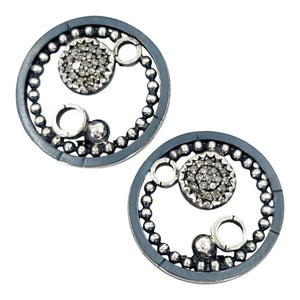 Earrings - Clip On - Pave Circles (Sterling Silver, Diamond) by 314 Studio