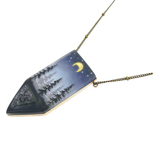 Necklace - Druzy Forest (Brass) by Fernworks