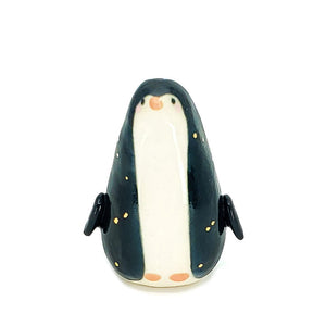 Figurine - Penguin Tiny Bud Vase (Single Hole, Black and White) by The Pottery Parade