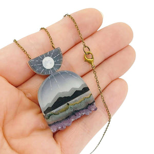 Necklace - Magic Hills Crystal (Gunmetal) by Fernworks