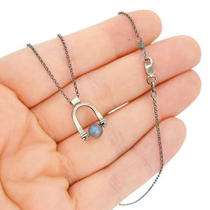 Necklace - Arc Pendant (Labradorite) by Three Flames Silverworks