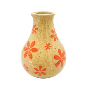 Vase - Small Pitcher (Red-Orange Floral) by Jennifer Fujimoto