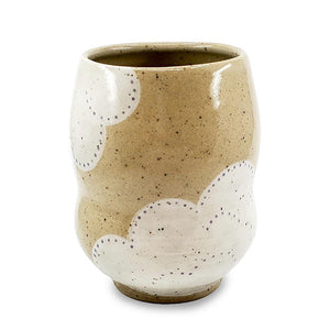 Vase - Curvy Wide Mouth (White Clouds) by Jennifer Fujimoto