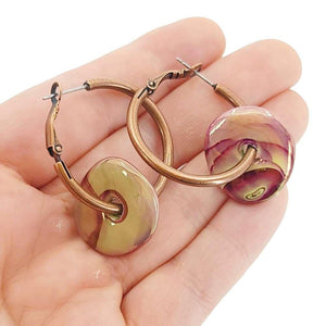 Earrings - Ceramic Ring Hoops (Patina) by Diana Kauffman