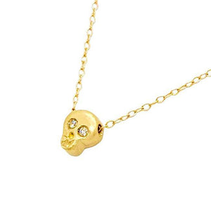 Necklace - Diamond-Eyed Tiny Skull in 14k Gold by Michelle Chang