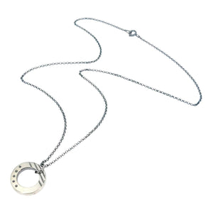Necklace - Vine Textured Reversible Circle Pendant (Blue Diamond, Sterling Silver) by Taviametal
