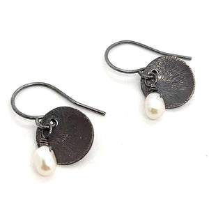Earrings - Simple Silver Cup with Pearl by Calliope Jewelry