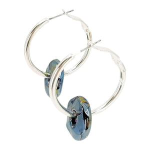 Earrings - Ceramic Ring Hoops (Black Sea) by Diana Kauffman