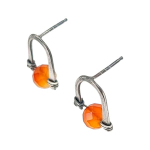 Earrings - Arc Studs (Carnelian) by Three Flames Silverworks