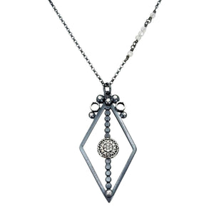 Necklace - Pave Open Frame Diamond Pendant (Sterling Silver, Diamond, Labradorite) by 314 Studio