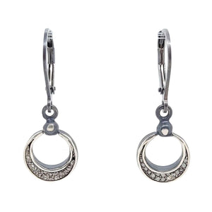 Earrings - Pavé Diamond Crescent Drops in Oxidized Sterling Silver by 314 Studio