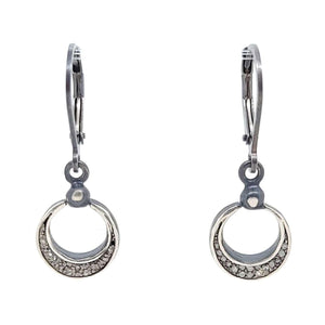 Earrings - Pave Crescent Drops (Sterling Silver, Diamond) by 314 Studio