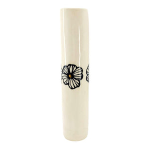 Vase - 8in Floral Cylinder with 22k Gold Accents by Hsieh Clay SF
