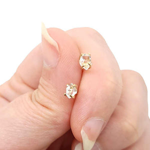 Earrings - Classic 5-6mm Herkimer Studs in 14k Yellow Gold by Storica Studio