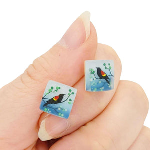 Earrings - Red Wing Blackbird Studs by Fernworks
