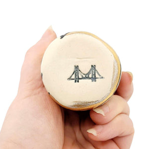 Vase - 6in Floral Cylinder with 22k Gold Solid Background (D) by Hsieh Clay SF