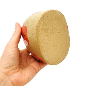 Vase - Wide Body Narrow Mouth Small (Red-Orange Floral) by Jennifer Fujimoto