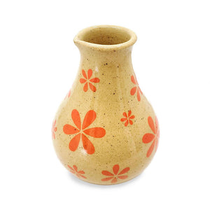 Vase - Small Pitcher (Red-Orange Floral) by Jennifer Fujimoto