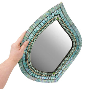 Mosaic Mirror - 16x18in Leaf (Seafoam) by Zetamari Mosaic Artworks