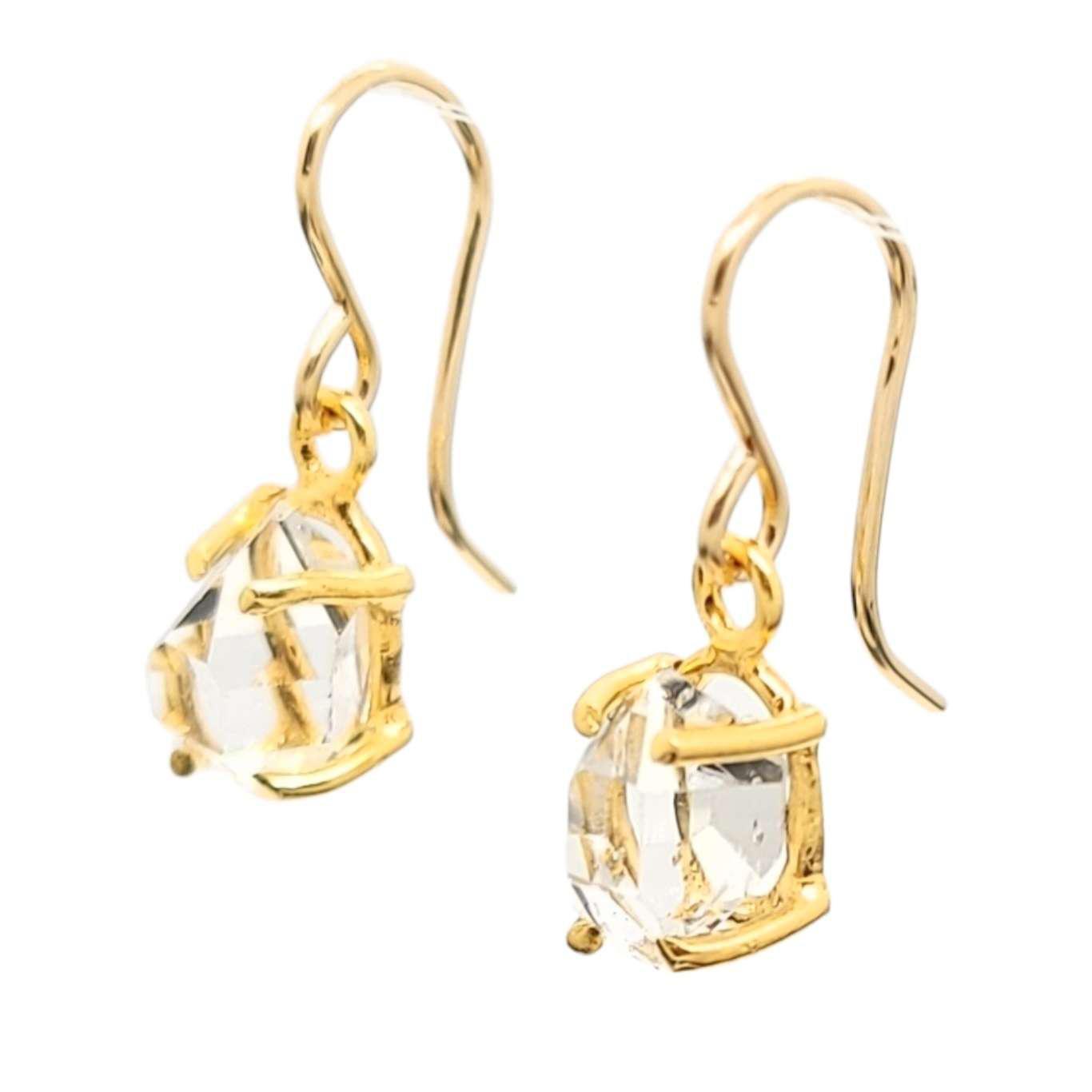 Earrings - Classic Herkimer Drops in Yellow Gold Vermeil by Storica Studio