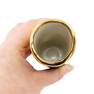 Vase - 6in Floral Cylinder with 22k Gold Solid Background (B) by Hsieh Clay SF