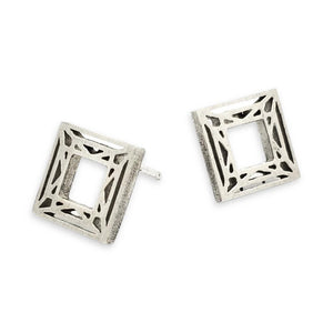 Earrings - Small Princess Cut Shiny Sterling Posts by La Objeteria