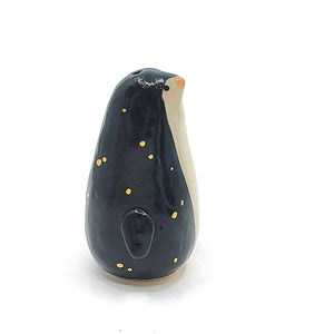Figurine - Penguin Tiny Bud Vase (Single Hole, Black and White) by The Pottery Parade