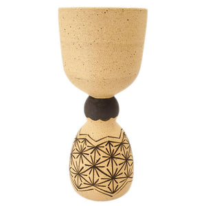 Cup - Bright Eyed Party Girl Goblet (Black Asanoha) by Jennifer Fujimoto