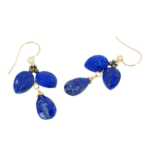 Earrings - Triple Drops (Lapis Lazuli, Pyrite) by Calliope Jewelry
