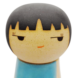 Kokeshi Jar - XXL - Side Eye Turquoise (OOAK) by Jennifer Fujimoto Collection
