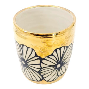Vessel - Floral Tumbler or Vase with 22k Gold Solid Background (B) by Hsieh Clay SF