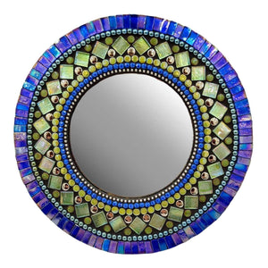 Mosaic Mirror - 10in Round (Atlantis) by Zetamari Mosaic Artworks