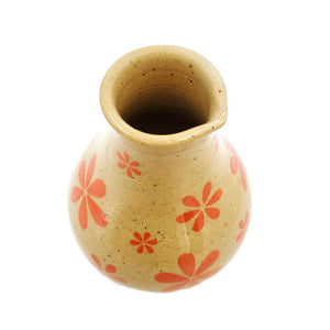 Vase - Small Pitcher (Red-Orange Floral) by Jennifer Fujimoto