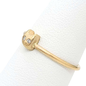 Ring - Diamond-Eyed Tiny Kitten Face in 14k Gold by Michelle Chang