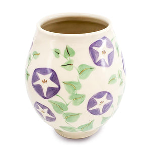 Vase - Rounded Wide Mouth (Morning Glory, 22k Gold Luster) by Jennifer Fujimoto