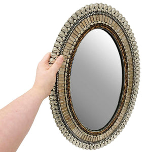 Mosaic Mirror - 14x20in Oval (Pewter Drop) by Zetamari Mosaic Artworks