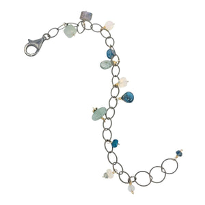 Bracelet - Dainty Gemstone Drops (Opal, Kyanite, Aquamarine) by Calliope Jewelry
