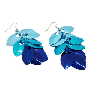 Earrings - Long Feather Cascade (Chicago Blues) by Rebeca Mojica