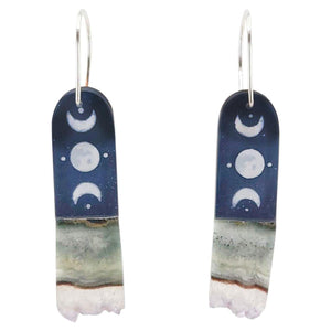 Earrings - Crystal Moons Drops by Fernworks