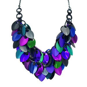 Necklace - Double Strand Leaf Cascade (Dark Mermaid) by Rebeca Mojica