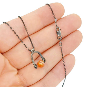 Necklace - Arc Pendant (Carnelian) by Three Flames Silverworks