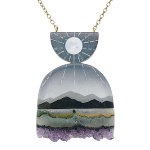 Necklace - Magic Hills Crystal (Gunmetal) by Fernworks
