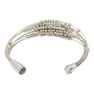 Bracelet - Fortissimo Fidget Guitar Strings Silver Beads (M or L) by High Strung Studios