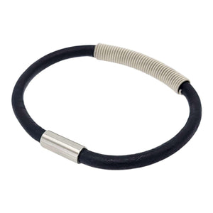 Bracelet - L - Wound Up Leather (Black) by High Strung Studios