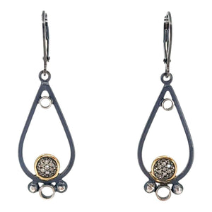 Earrings - Mixed Metal Pave Teardrop (14k Gold, Sterling Silver, Diamond) by 314 Studio