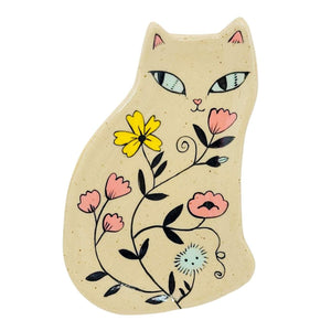 Ring Dish - Floral Cat (Blue Eyes) by Erika Rier