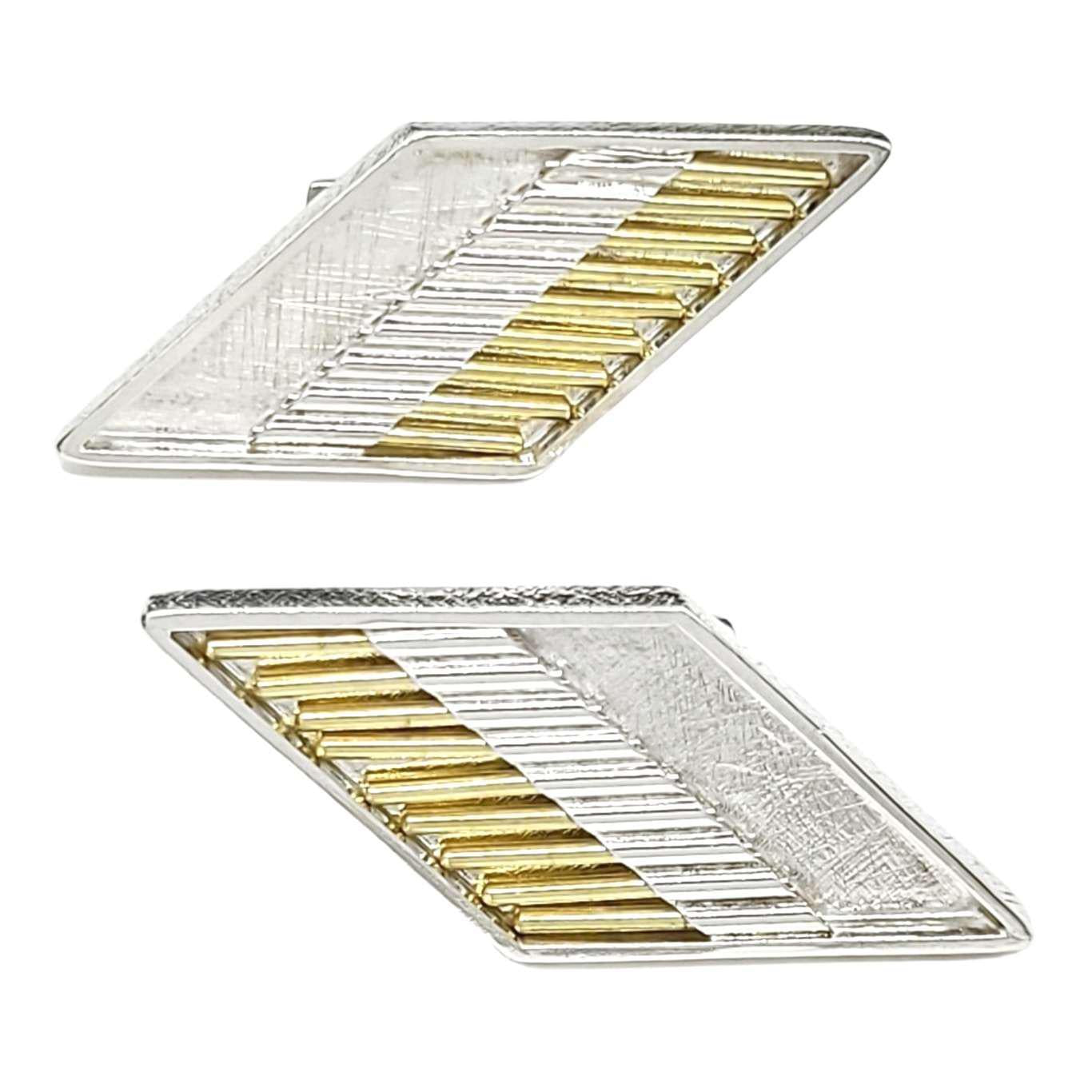 Cufflinks - Chevron in Bright Sterling Silver and 18k Yellow Gold by Dana C. Fear