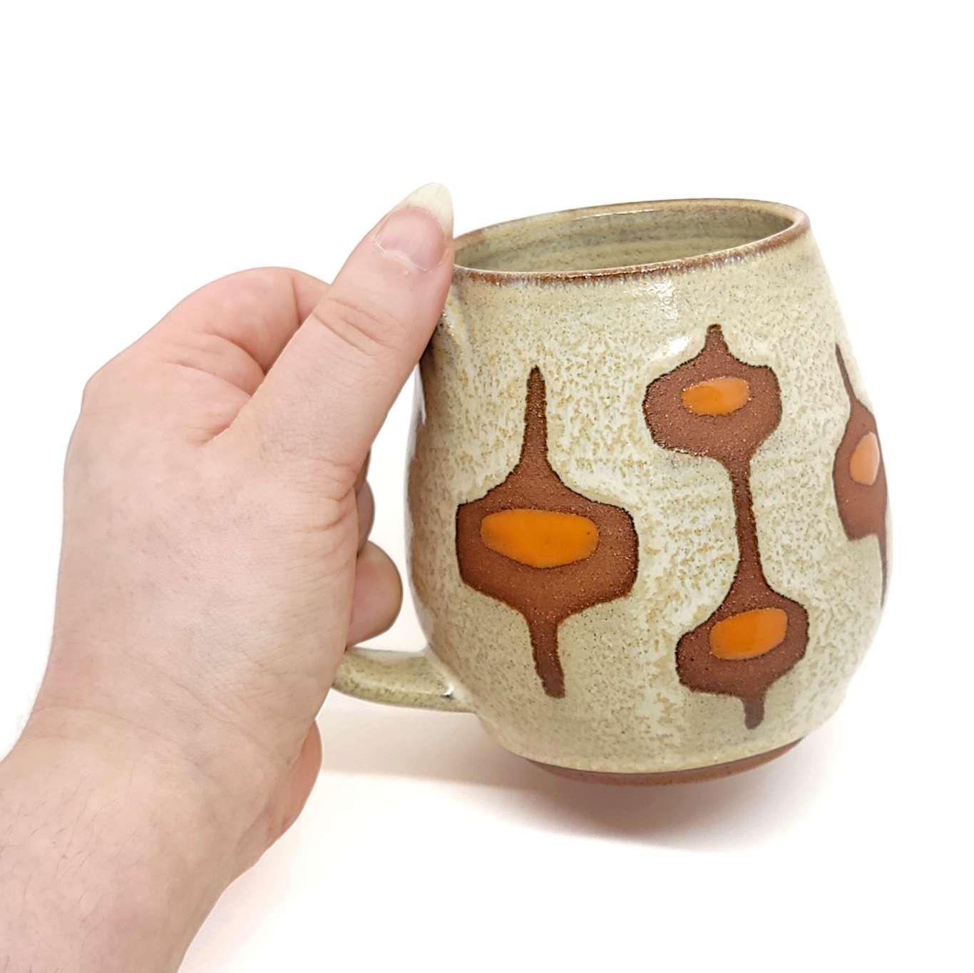 Mug - Mid-Century Modern in Sand and Orange by Fern Street Pottery