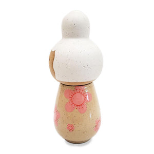 Kokeshi Jar - Small - Coy (White Updo, Pink Floral) by Jennifer Fujimoto